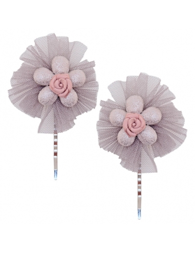 Hairpins for girl Lili in grey and pink color