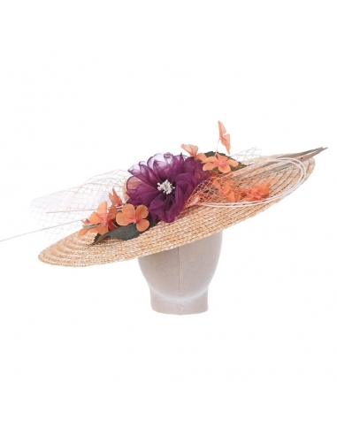 Wedding Hat Nussy burgundy and orange color