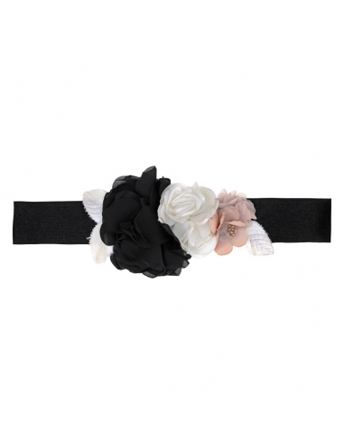 Black and Ivory Abbie Flower Belt