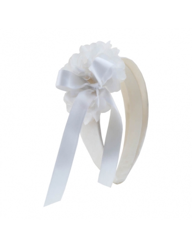 Diadema Flores Niña Blanco Roto