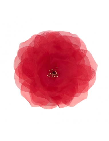 Broche rosa organza con semillas roja